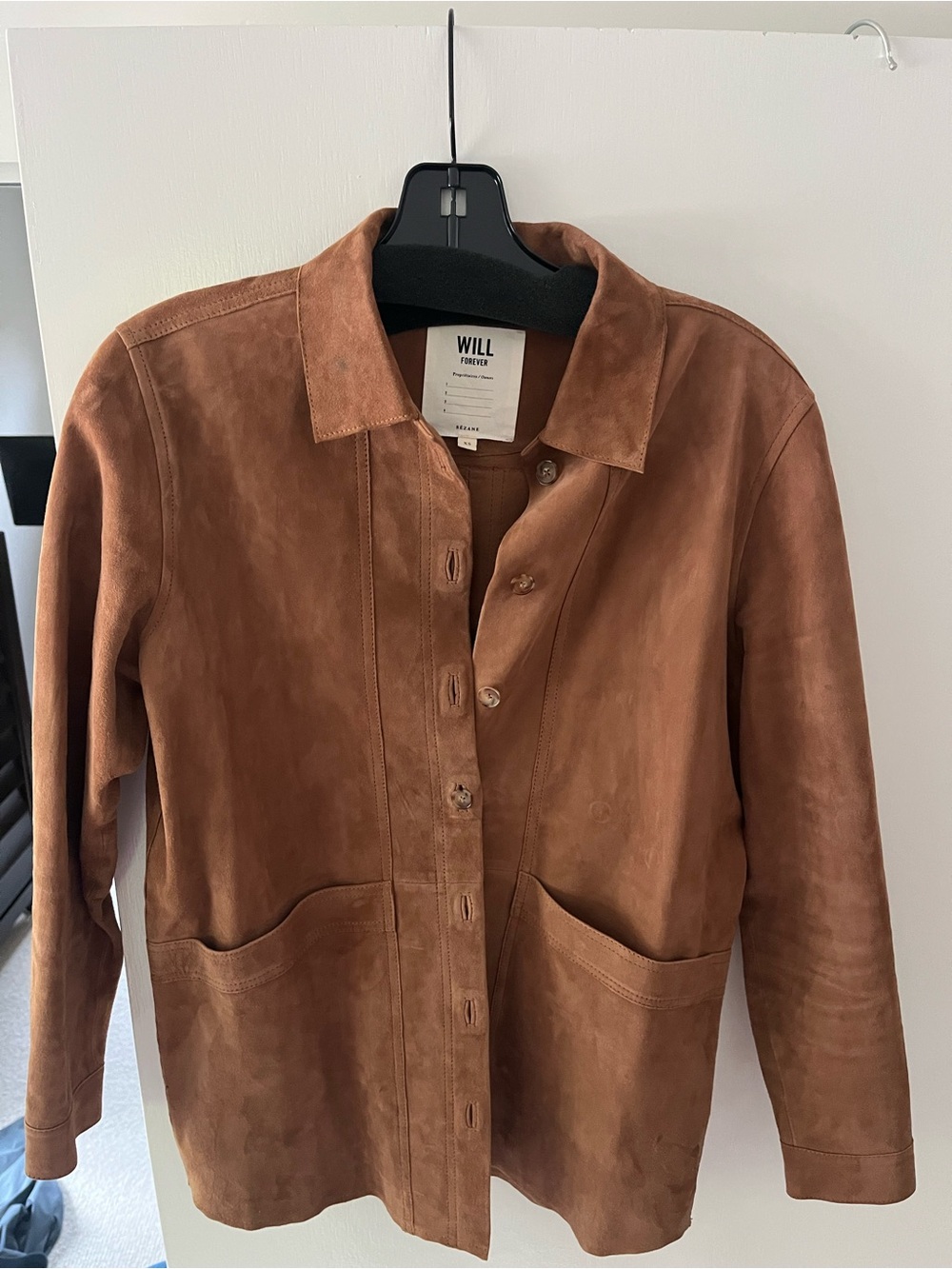 Sezane Will Jacket - Leather Suede Brown XS